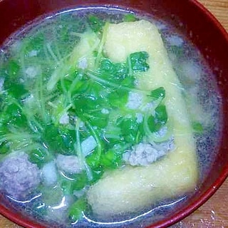 かいわれ豚ひき肉油揚げのスープ/中華味